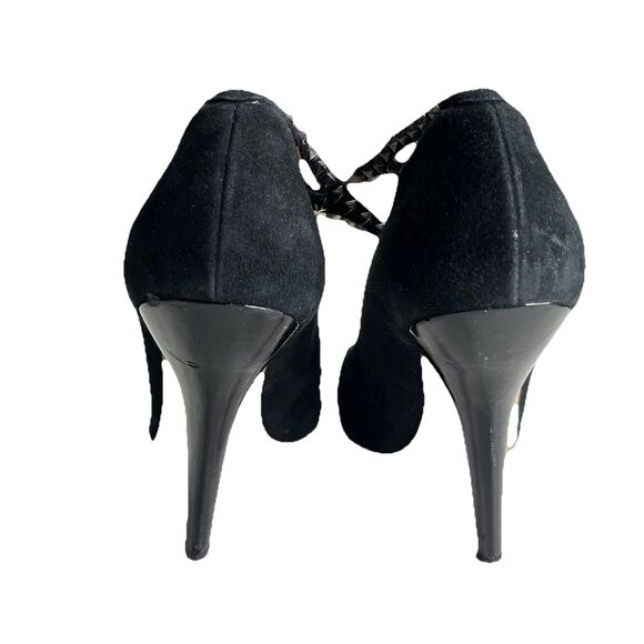 Jimmy Choo Suede Leather Studded Ankle Strap Stiletto Heels 40.5 (IT) Made Italy - Picture 6 of 13